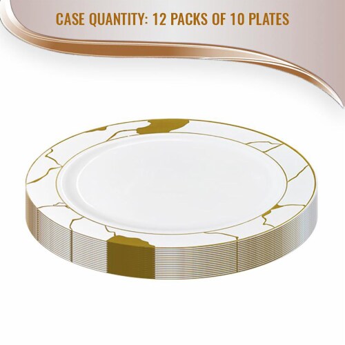 White with Gold Marble Disposable Plastic Appetizer/Salad Plates - 7.5" (120 Plates), 120 Plates ...