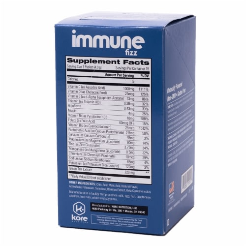 Kore Nutrition Immune Fizz Natural Orange Flavor Packets Perspective: left