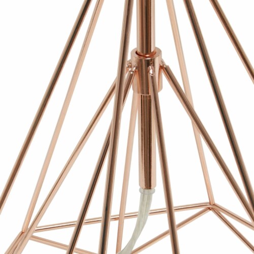 Lalia Home Metal Geometric Wired Table Lamp in Rose Gold with Gold Shade Perspective: left