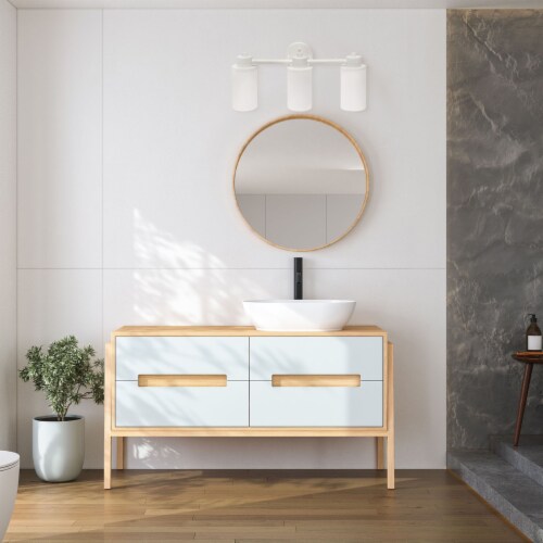 Lalia Home Essentix Contemporary Three Light Metal and Opaque White Glass Shade Vanity Upl Perspective: left