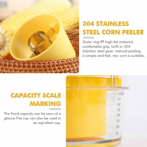 Corn Stripper, 4 in 1 Corn Shucker Tool Corn Holder, Corn Stripping Tool Perspective: left