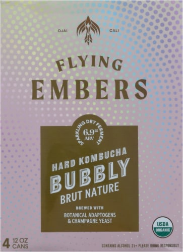 Flying Embers Bubbly Hard Kombucha Perspective: left