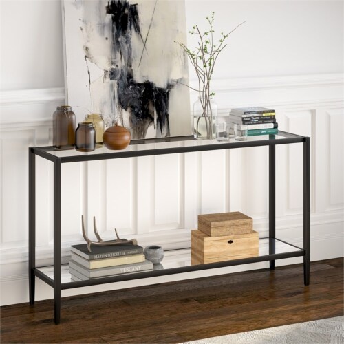 Blackened bronze shop console table