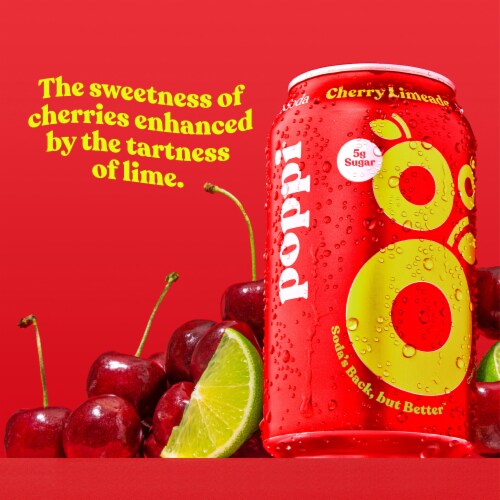 Poppi Cherry Limeade Prebiotic Soda Can Perspective: left