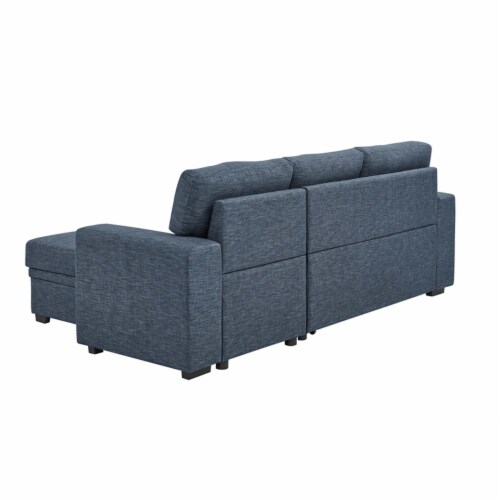 Oadeer Home 88.5  Pull-out Bed Sofa & Chaise in Blue Perspective: left
