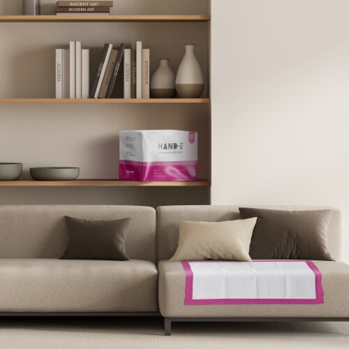 Hand-E Pink Disposable Underpads, Leak proof Incontinence Bed Pads Perspective: left