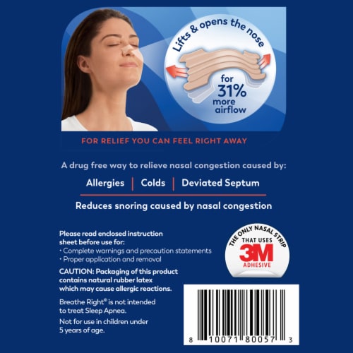 Breathe Right Tan Extra Strength Drug Free Nasal Strips 44 ea Perspective: left