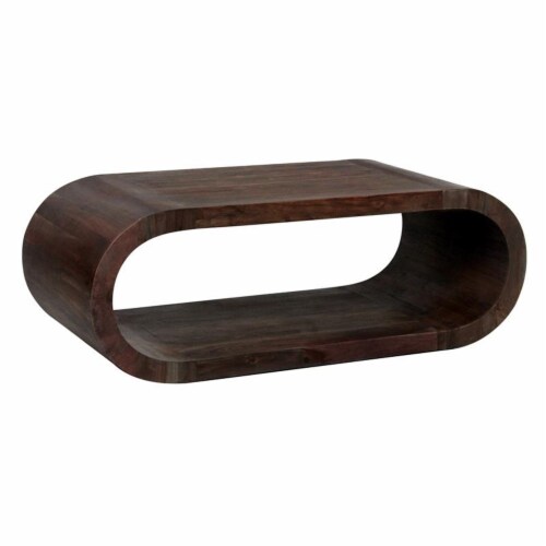 Porter Designs Ellipse Solid Acacia Wood Coffee Table - Gray Perspective: left