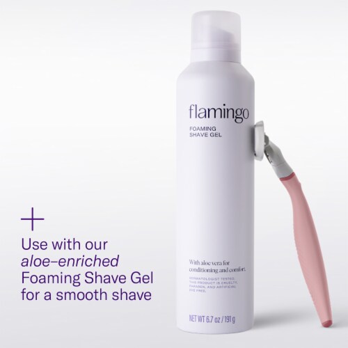 Flamingo Rose 5-Blade Women's Razor with Replacement Razor Blade Cartridge Perspective: left