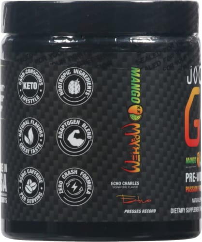 Jocko Fuel Go Mango Pre-Workout Perspective: left