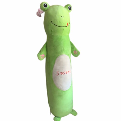 Velvet Bolster Plush Pillow | Swiss Jasmine Plushies | Froggie Stuffed Animal | 43 Inches Perspective: left