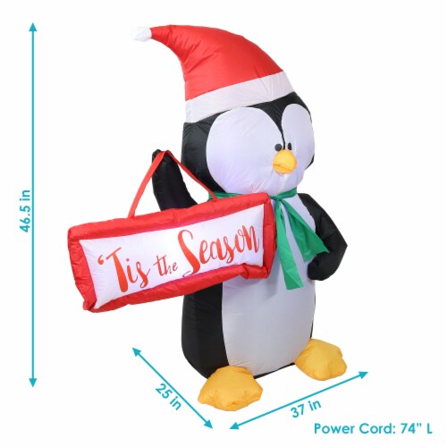 46.5 Christmas Inflatable Penguin Decoration LED Blow Up Outdoor Yard Decor Perspective: left