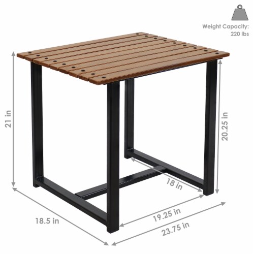 Sunnydaze 23.75 in European Chestnut Rectangular Patio Side Table