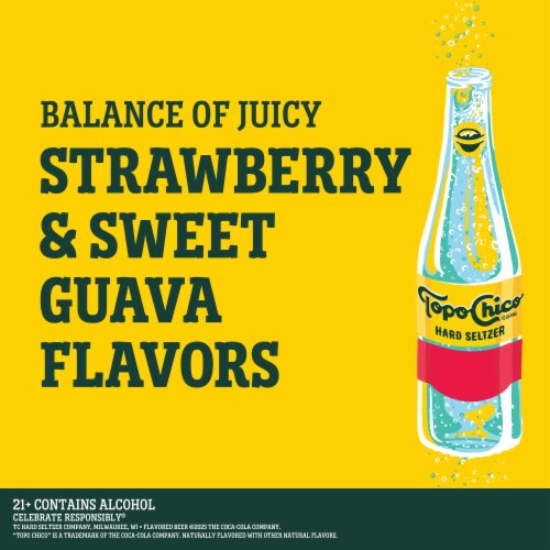 Topo Chico Strawberry Guava Gluten Free Hard Seltzer Perspective: left