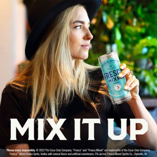 Fresca Mixed Vodka Spritz Grapefruit Citrus Gluten-Free Canned Cocktail Perspective: left