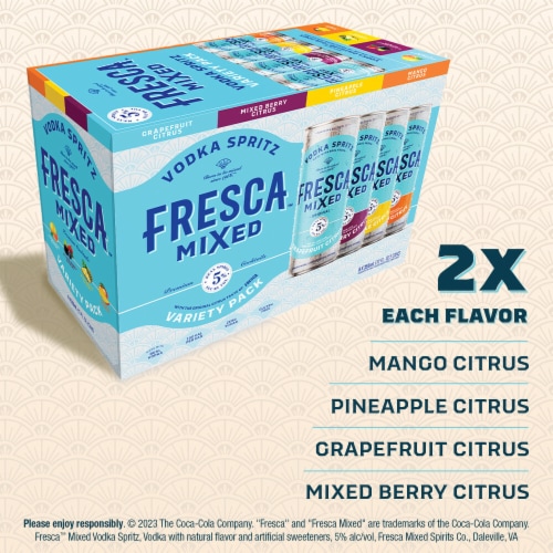 Fresca Mixed Citrus Vodka Spritz Canned Cocktail 8 Cans Variety Pack Perspective: left