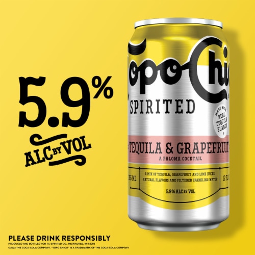 Topo Chico Spirited Tequila & Grapefruit Paloma Canned Cocktail Perspective: left