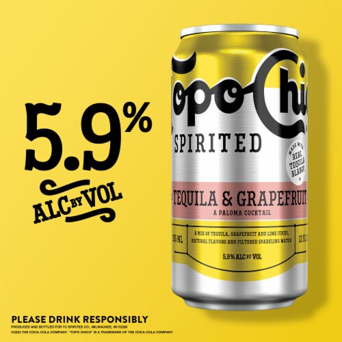 Topo Chico Spirited Tequila & Grapefruit Paloma Canned Cocktail Perspective: left