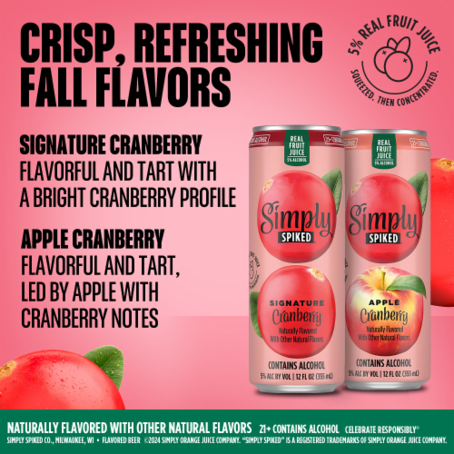 Simply Spiked Cranberry Flavored Malt Beverage Variety Pack 5.0% ABV cans Perspective: left