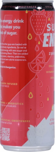 Super Enrgy™ Strawberry Lemon Spark Energy Drink Can Perspective: left