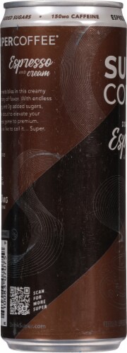 Super Coffee® Double Shot Espresso and Cream Coffee Drink Can Perspective: left