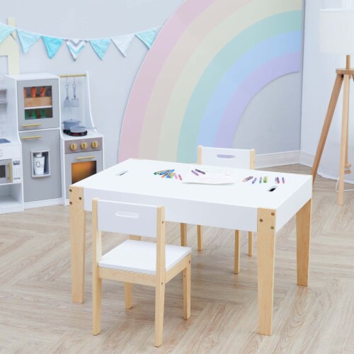 Fantasy Fields -  Play table & Chairs 3 pcs set with storage and 2 way table top - White Perspective: left