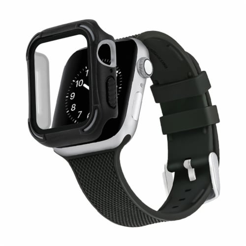 WITHit Black Apple Watch Rugged Bumper with integrated Glass Protection Perspective: left