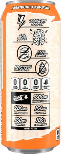 Ghost® Zero Sugar Orange Cream Energy Drink Can Perspective: left