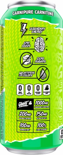 Ghost® Zero Sugar Warheads® Sour Green Apple Energy Drink Can Perspective: left