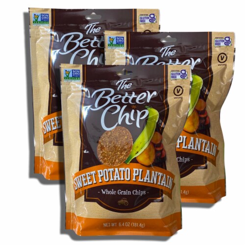 Sweet Potato Plantain Chips by The Better Chip Bundled by Tribeca Curations | Value Pack of 3 Perspective: left