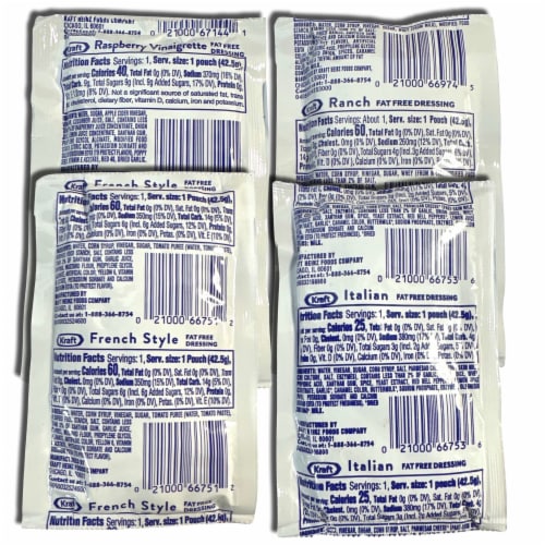 Fat Free Salad Dressing Variety by Kraft | 1.5 Oz | Pack of 25 Perspective: left