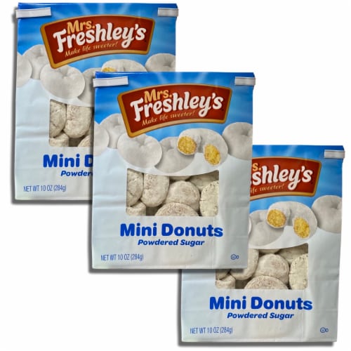 Powdered Sugar Mini Donuts by Mrs. Freshley's Bundled by Tribeca Curations | 10 Oz Bag | Valu Perspective: left
