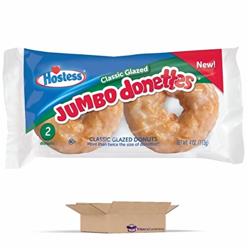 Jumbo Glazed Donettes by Hostess | 4 Ounces | 6 Count Box (12 Total Donuts) Perspective: left