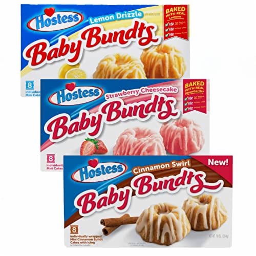 Strawberry Cheesecake Baby Bundts by Hostess | 10 Ounce | Box of 8 | Pack of 3 (24 Total Cake Perspective: left