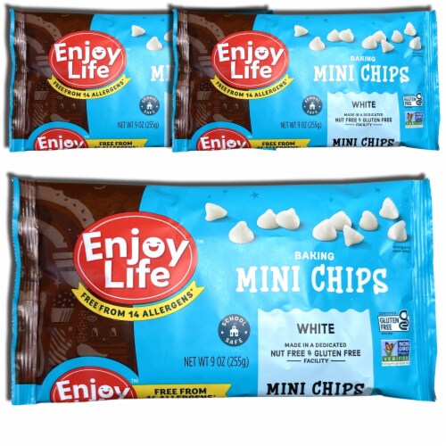 Tribeca Curations | White Chocolate Mini Baking Chips, Allergen Free, School Approved | 9 Oun Perspective: left