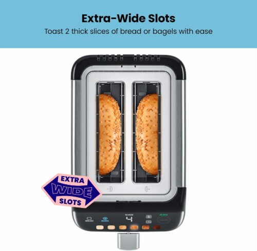 Chefman Smart Touch 2 Slice Digital Toaster, 6 Shade Settings, Crumb Tray - Stainless Steel Perspective: left