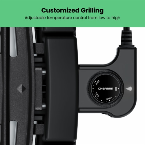 Chefman Smokeless Indoor Electric Grill Adjustable Temperature Control Perspective: left