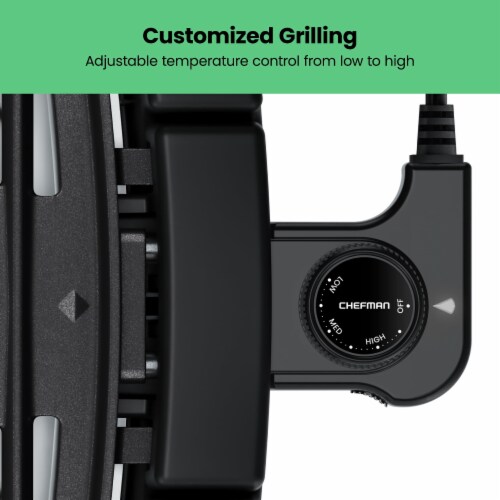 Chefman Smokeless Indoor Electric Grill Adjustable Temperature Control Perspective: left