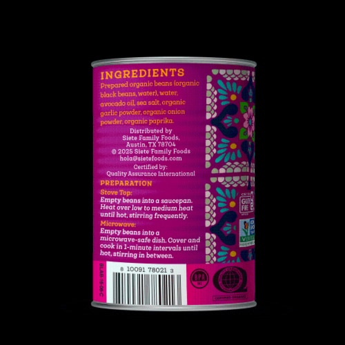 Siete Vegan Refried Black Beans Perspective: left