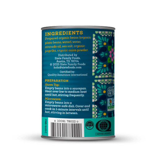 Siete Vegan Refried Pinto Beans Perspective: left