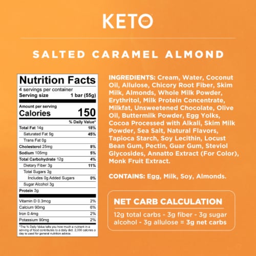 Keto Pint Salted Caramel Almond Ice Cream Bars Perspective: left