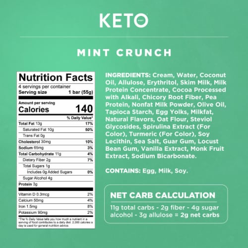 Keto Zero Added Sugar Mint Crunch Ice Cream Bars 4 pk, 2.75 fl oz Bars Perspective: left