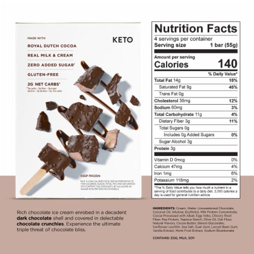 Keto Pint Zero Added Sugar Triple Chocolate Crunch Ice Cream Bars 4pk, 2.75 fl Oz Bars Perspective: left