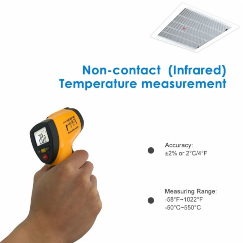 Infrared Thermometer, Non-Contact Digital Laser Temperature Gun -58°F to 1022°F (-50°C to Perspective: left