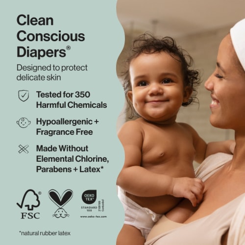 The Honest Company Clean Conscious Diapers® I Hypoallergenic + Fragrance Free | Size 3 Perspective: left