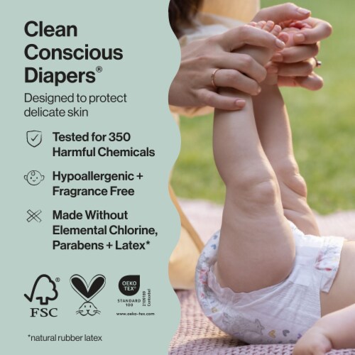 The Honest Company Clean Conscious Diapers® | Hypoallergenic + Fragrance Free | Size 7 Perspective: left