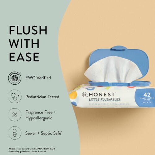 The Honest Company Little Flushables Hypoallergenic & Fragrance Free Wipes Perspective: left
