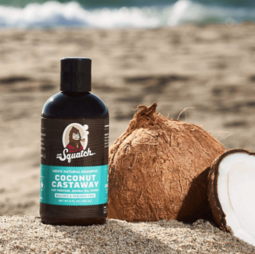 Dr. Squatch® Coconut Castaway Men's Natural Shampoo Perspective: left