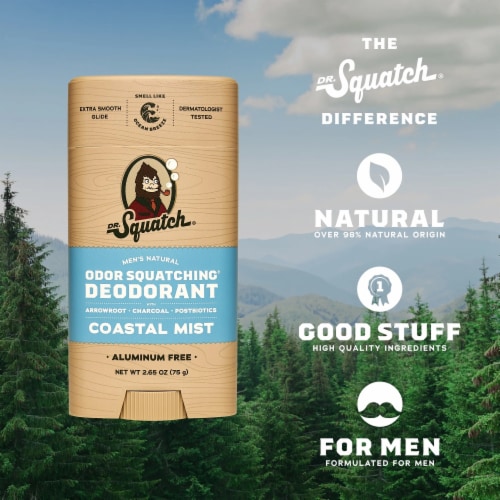 Dr. Squatch® Men's Natural Odor Squatching® Coastal Mist Stick Deoderant Perspective: left