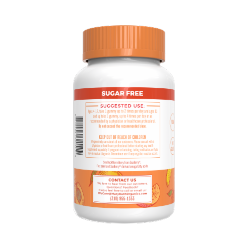 MaryRuth's® Sugar Free Omega 3-6-7-9 Peach Mango Apricot Flavored Gummies Perspective: left